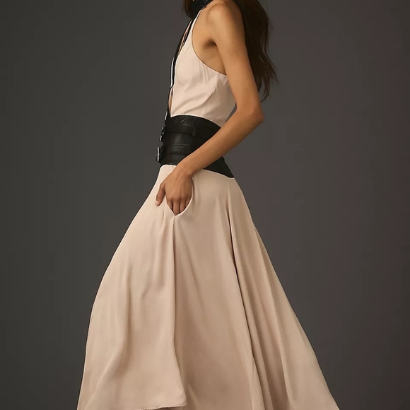 Anthropologie Maeve Draped Tie-Neck Midi Dress - Picture 4 of 13